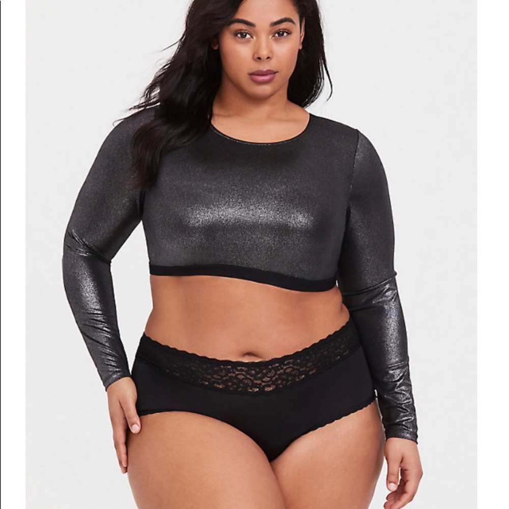 Torrid Silver metallic glittery cropped Top